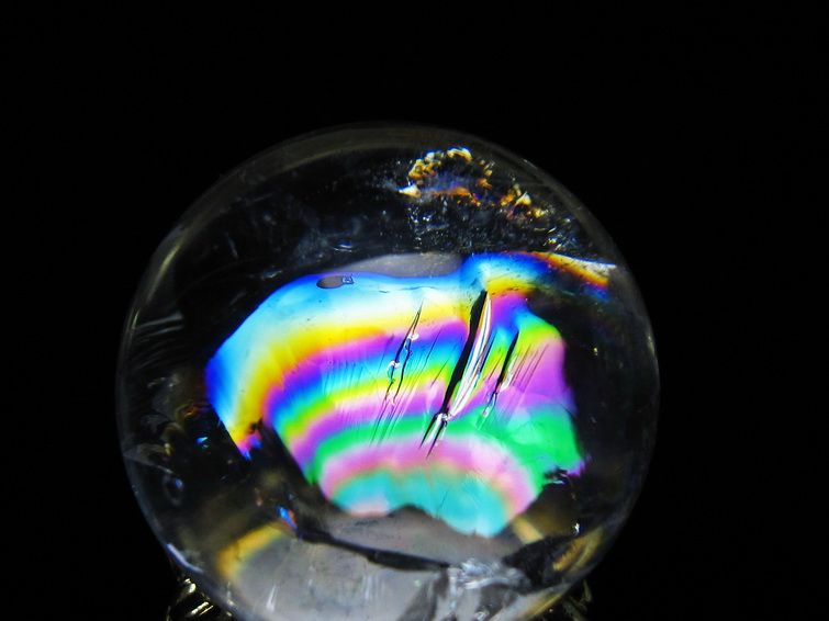 アイリスクォーツ 水晶 丸玉 虹入り 27mm スフィア 置物 水晶玉 一点物 141-7080 【sold out】