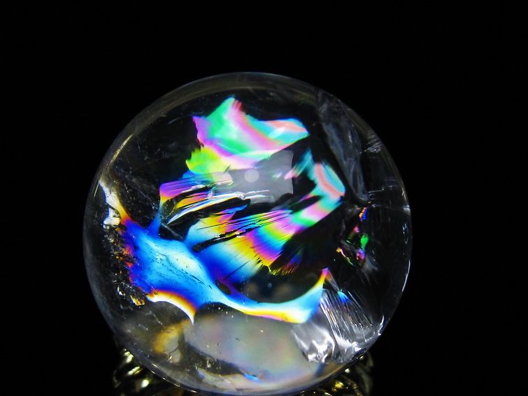 アイリスクォーツ 水晶 丸玉 虹入り 27mm スフィア 置物 水晶玉 一点物 141-7080 【sold out】