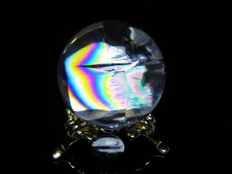 アイリスクォーツ 水晶 丸玉 虹入り 27mm スフィア 置物 水晶玉 一点物 141-7081