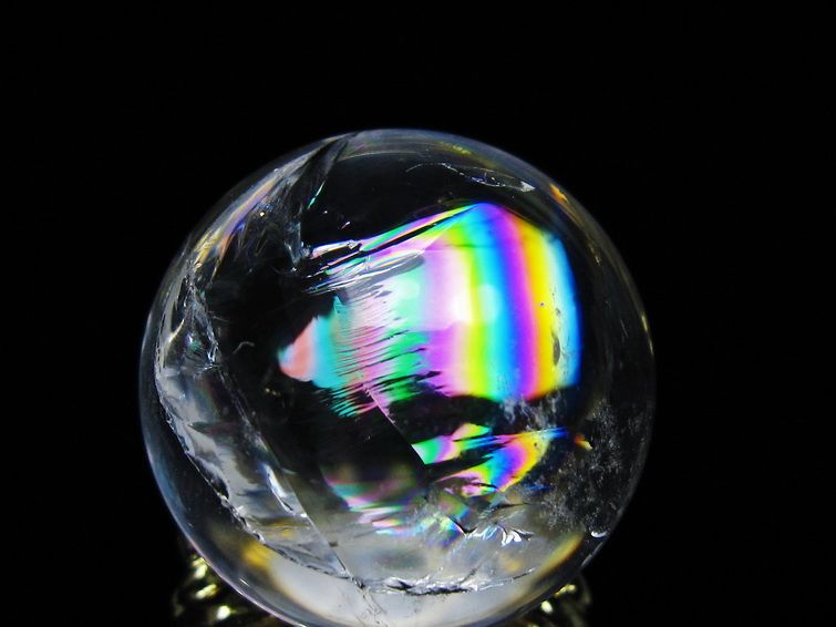 アイリスクォーツ 水晶 丸玉 虹入り 27mm スフィア 置物 水晶玉 一点物 141-7081