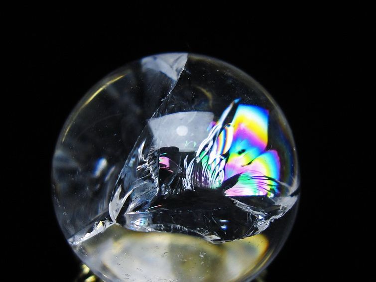 アイリスクォーツ 水晶 丸玉 虹入り 27mm スフィア 置物 水晶玉 一点物 141-7082