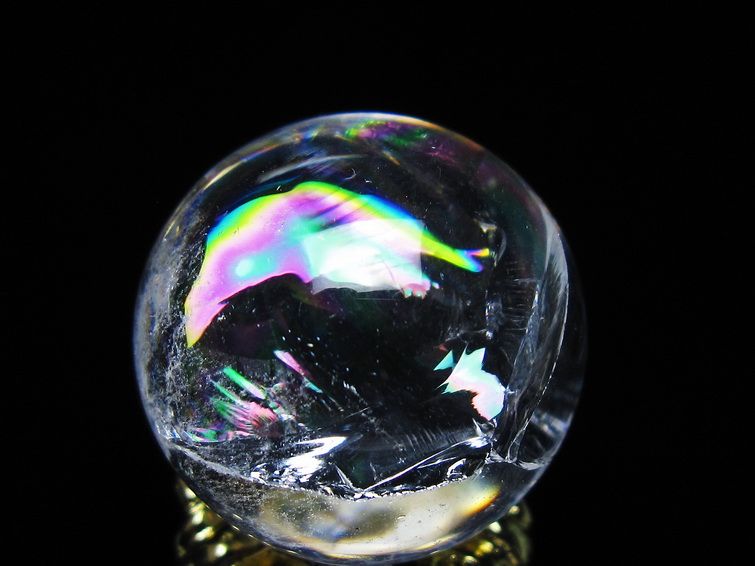 アイリスクォーツ 水晶 丸玉 虹入り 27mm スフィア 置物 水晶玉 一点物 141-7082
