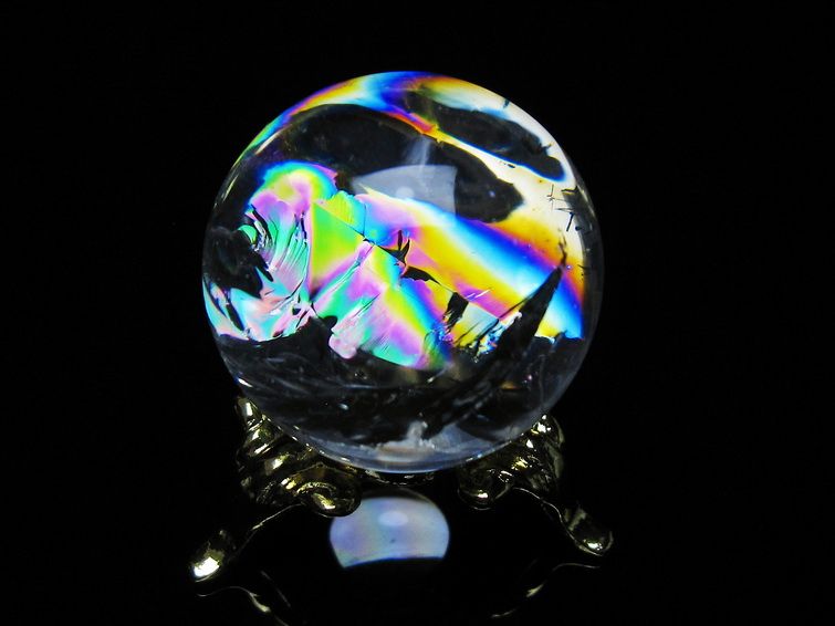 アイリスクォーツ 水晶 丸玉 虹入り 27mm スフィア 置物 水晶玉 一点物 141-7083