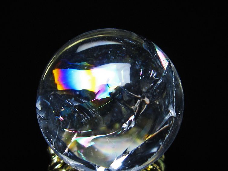 アイリスクォーツ 水晶 丸玉 虹入り 27mm スフィア 置物 水晶玉 一点物 141-7083