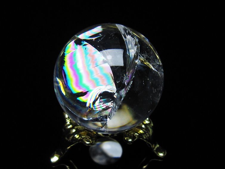 アイリスクォーツ 水晶 丸玉 虹入り 27mm スフィア 置物 水晶玉 一点物 141-7085