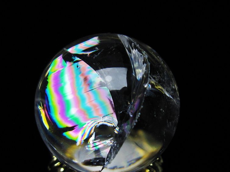 アイリスクォーツ 水晶 丸玉 虹入り 27mm スフィア 置物 水晶玉 一点物 141-7085