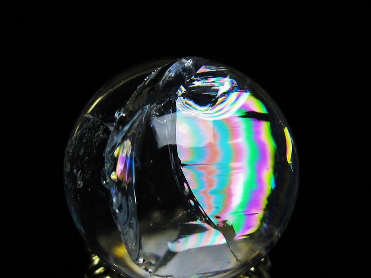 アイリスクォーツ 水晶 丸玉 虹入り 27mm スフィア 置物 水晶玉 一点物 141-7085