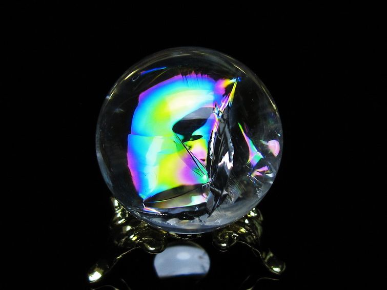 アイリスクォーツ 水晶 丸玉 虹入り 27mm スフィア 置物 水晶玉 一点物 141-7086 [sold out]