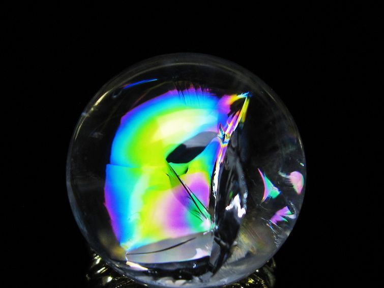 アイリスクォーツ 水晶 丸玉 虹入り 27mm スフィア 置物 水晶玉 一点物 141-7086 [sold out]