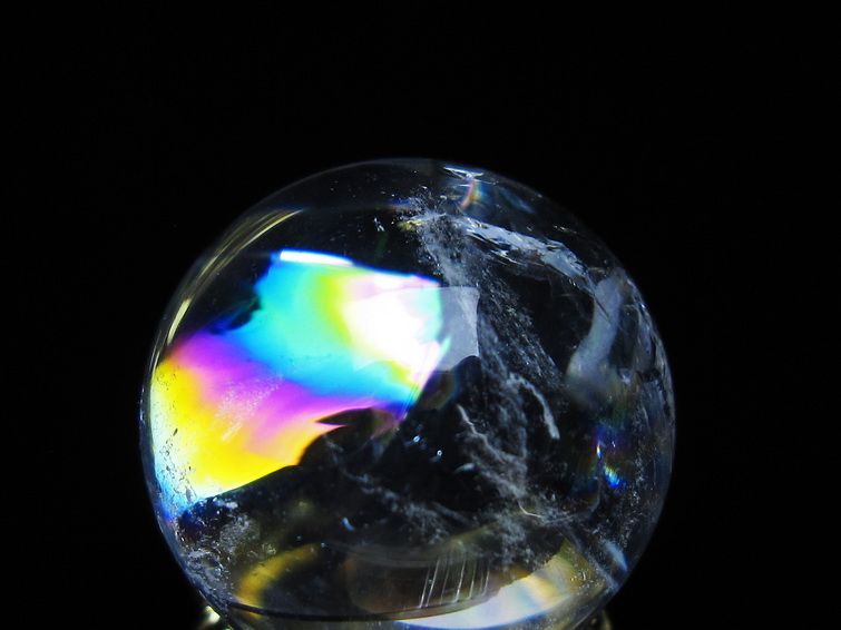 アイリスクォーツ 水晶 丸玉 虹入り 27mm スフィア 置物 水晶玉 一点物 141-7086 [sold out]