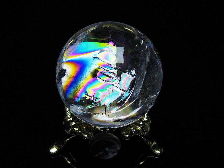 アイリスクォーツ 水晶 丸玉 虹入り 27mm スフィア 置物 水晶玉 一点物 141-7087 [sold out]