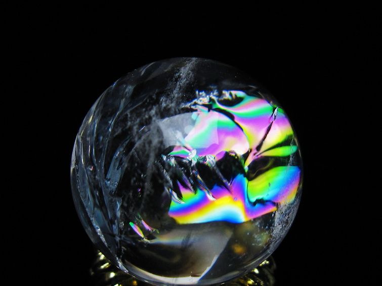 アイリスクォーツ 水晶 丸玉 虹入り 27mm スフィア 置物 水晶玉 一点物 141-7087 [sold out]