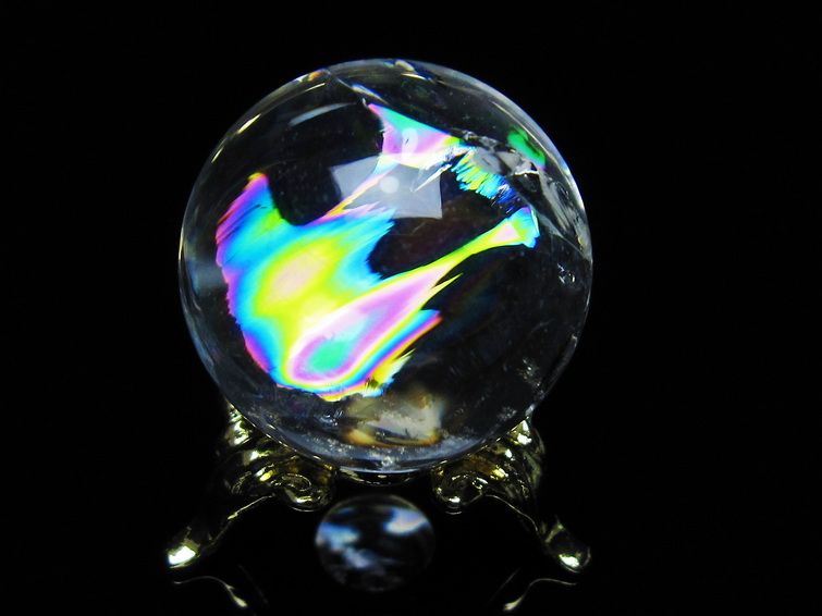 アイリスクォーツ 水晶 丸玉 虹入り 28mm スフィア 置物 水晶玉 一点物 141-7088 [sold out]