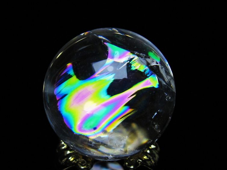 アイリスクォーツ 水晶 丸玉 虹入り 28mm スフィア 置物 水晶玉 一点物 141-7088 [sold out]