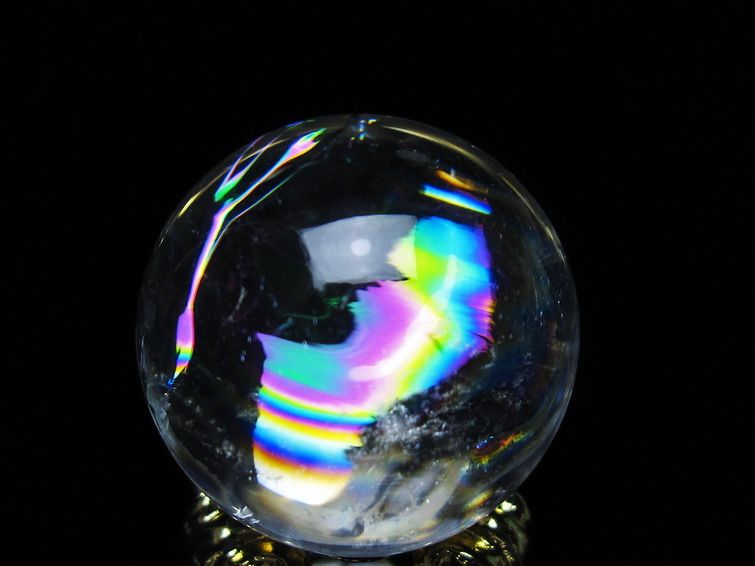 アイリスクォーツ 水晶 丸玉 虹入り 28mm スフィア 置物 水晶玉 一点物 141-7088 [sold out]