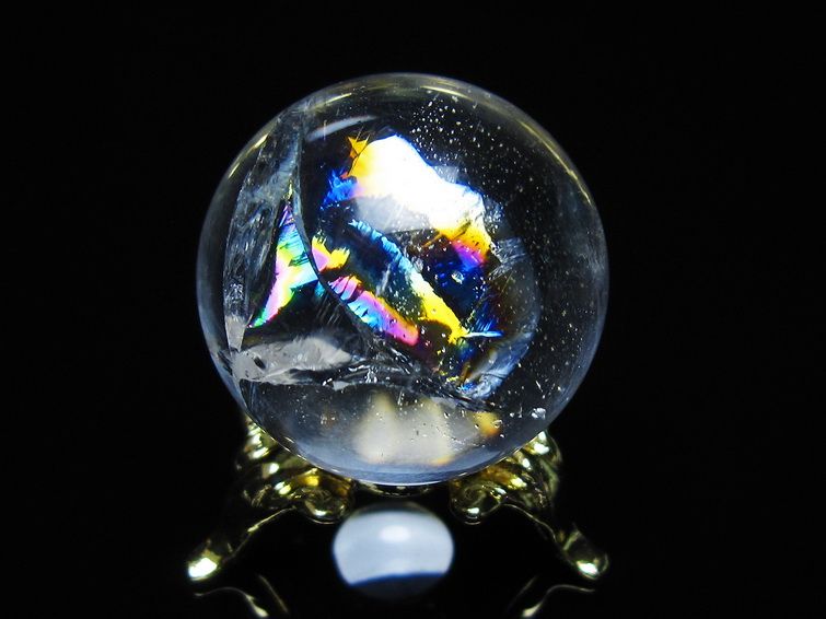 アイリスクォーツ 水晶 丸玉 虹入り 28mm スフィア 置物 水晶玉 一点物 141-7089 [sold out]