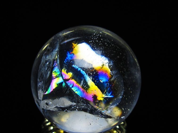 アイリスクォーツ 水晶 丸玉 虹入り 28mm スフィア 置物 水晶玉 一点物 141-7089 [sold out]
