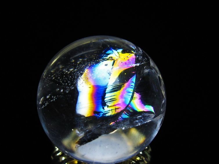 アイリスクォーツ 水晶 丸玉 虹入り 28mm スフィア 置物 水晶玉 一点物 141-7089 [sold out]