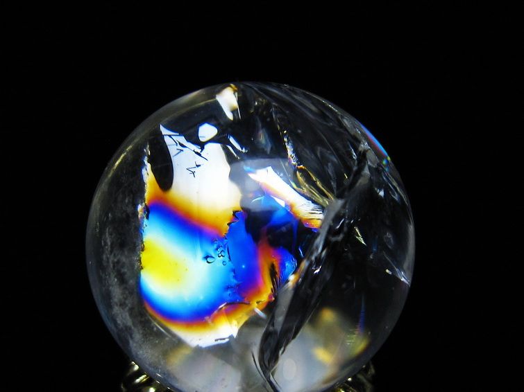 アイリスクォーツ 水晶 丸玉 虹入り 28mm スフィア 置物 水晶玉 一点物 141-7090