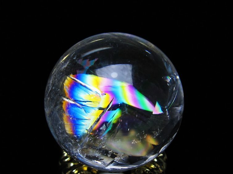 アイリスクォーツ 水晶 丸玉 虹入り 28mm スフィア 置物 水晶玉 一点物 141-7091