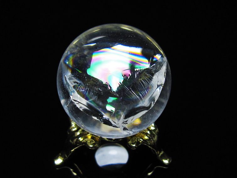 アイリスクォーツ 水晶 丸玉 虹入り 28mm スフィア 置物 水晶玉 一点物 141-7092