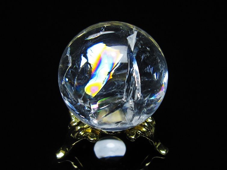 アイリスクォーツ 水晶 丸玉 虹入り 28mm スフィア 置物 水晶玉 一点物 141-7093 【sold out】