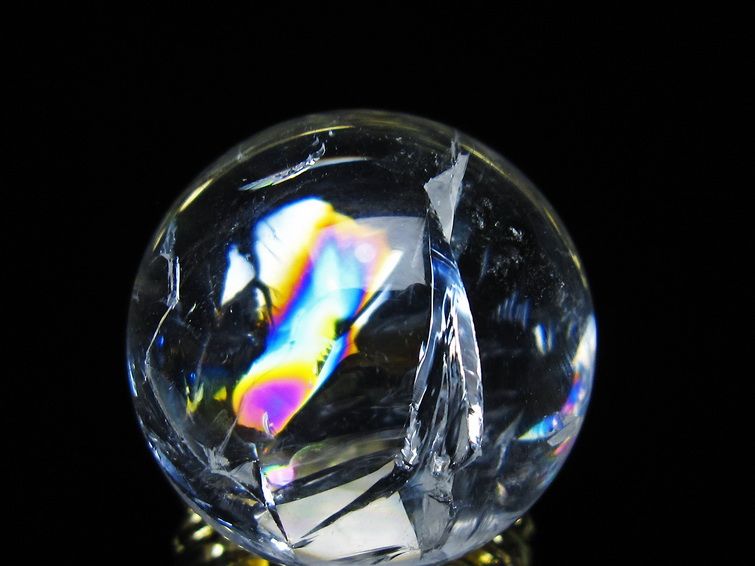 アイリスクォーツ 水晶 丸玉 虹入り 28mm スフィア 置物 水晶玉 一点物 141-7093 【sold out】