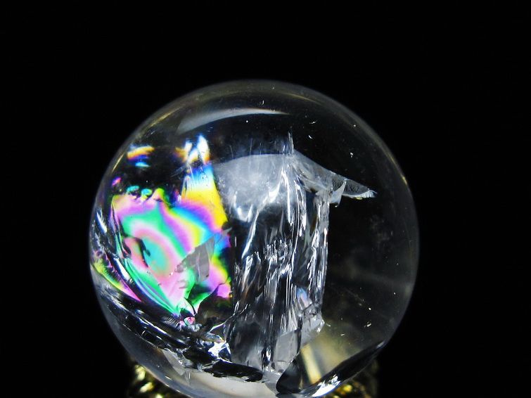 アイリスクォーツ 水晶 丸玉 虹入り 28mm スフィア 置物 水晶玉 一点物 141-7093 【sold out】