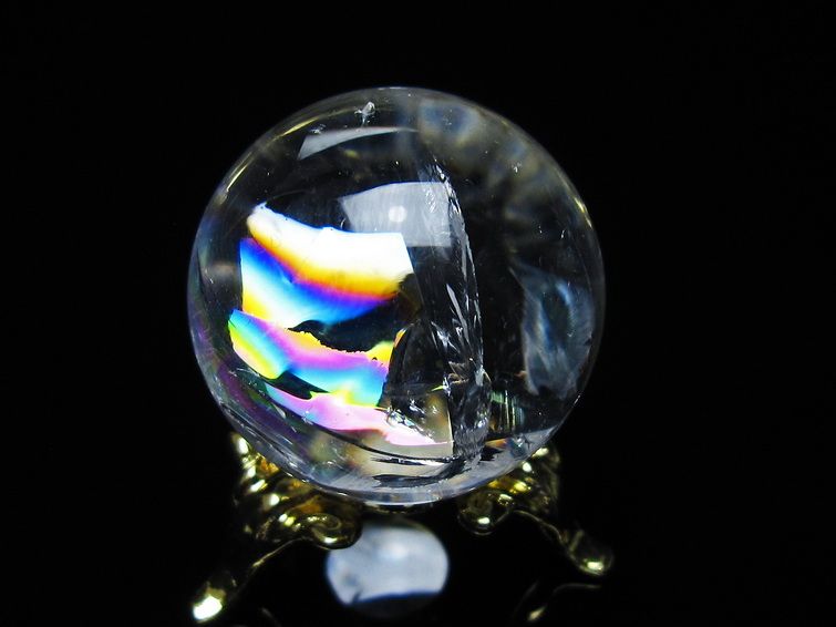 アイリスクォーツ 水晶 丸玉 虹入り 28mm スフィア 置物 水晶玉 一点物 141-7094