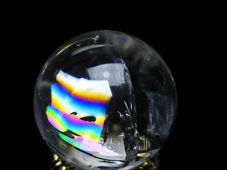 アイリスクォーツ 水晶 丸玉 虹入り 28mm スフィア 置物 水晶玉 一点物 141-7094