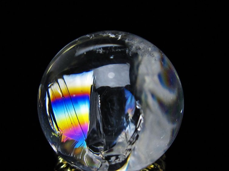 アイリスクォーツ 水晶 丸玉 虹入り 28mm スフィア 置物 水晶玉 一点物 141-7094