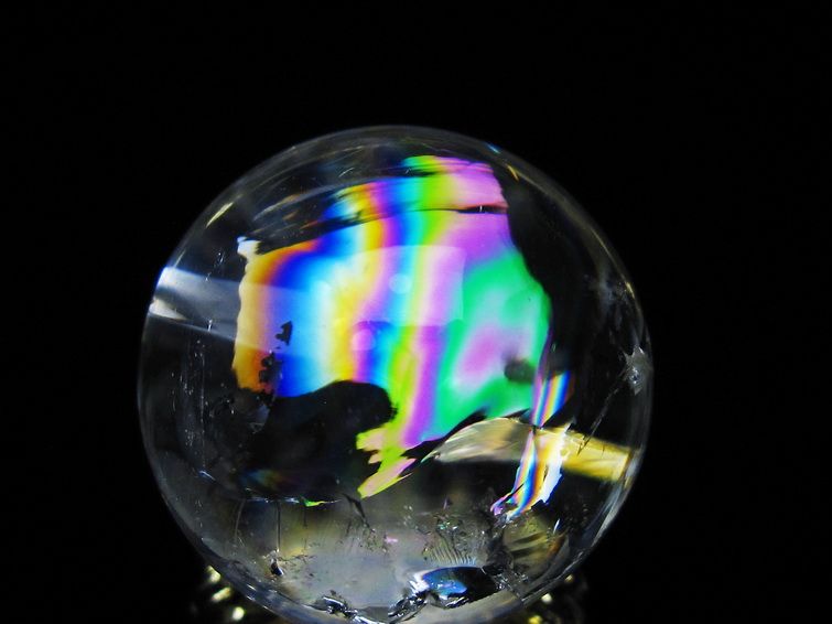 アイリスクォーツ 水晶 丸玉 虹入り 28mm スフィア 置物 水晶玉 一点物 141-7095 [sold out]