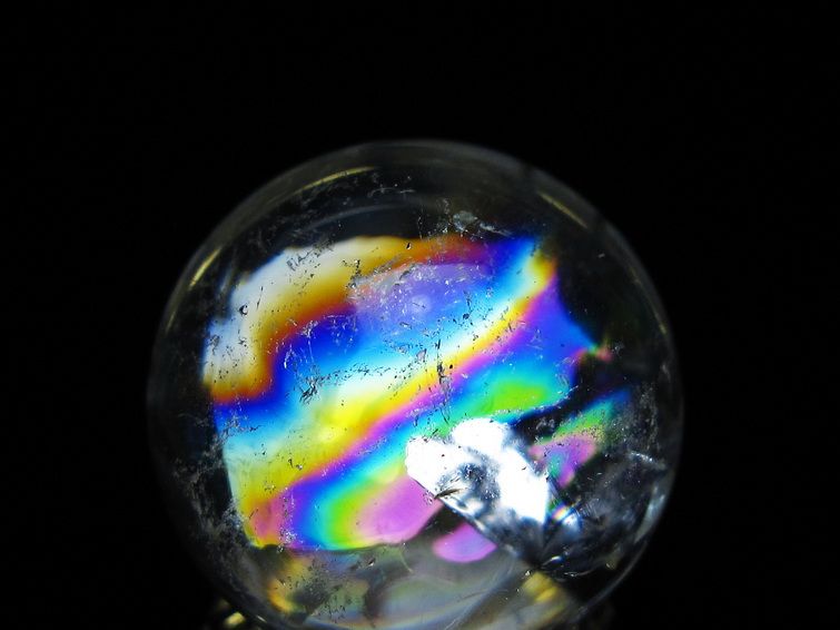 アイリスクォーツ 水晶 丸玉 虹入り 28mm スフィア 置物 水晶玉 一点物 141-7095 [sold out]