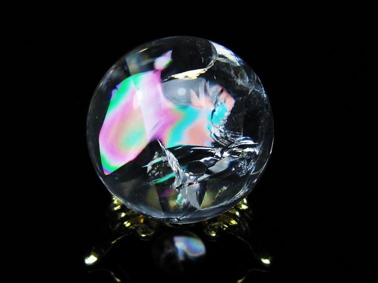 アイリスクォーツ 水晶 丸玉 虹入り 28mm スフィア 置物 水晶玉 一点物 141-7101