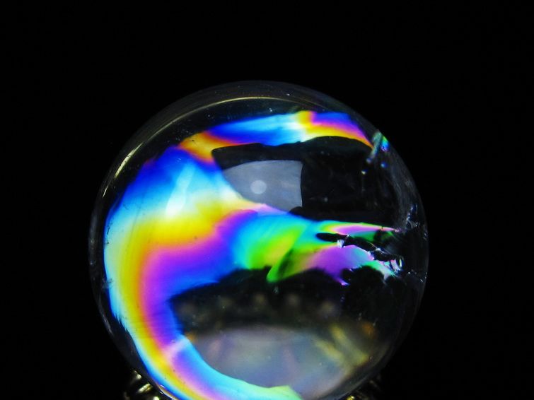 アイリスクォーツ 水晶 丸玉 虹入り 28mm スフィア 置物 水晶玉 一点物 141-7102 [sold out]