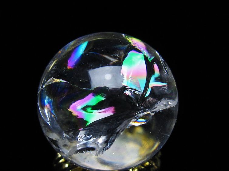アイリスクォーツ 水晶 丸玉 虹入り 28mm スフィア 置物 水晶玉 一点物 141-7103