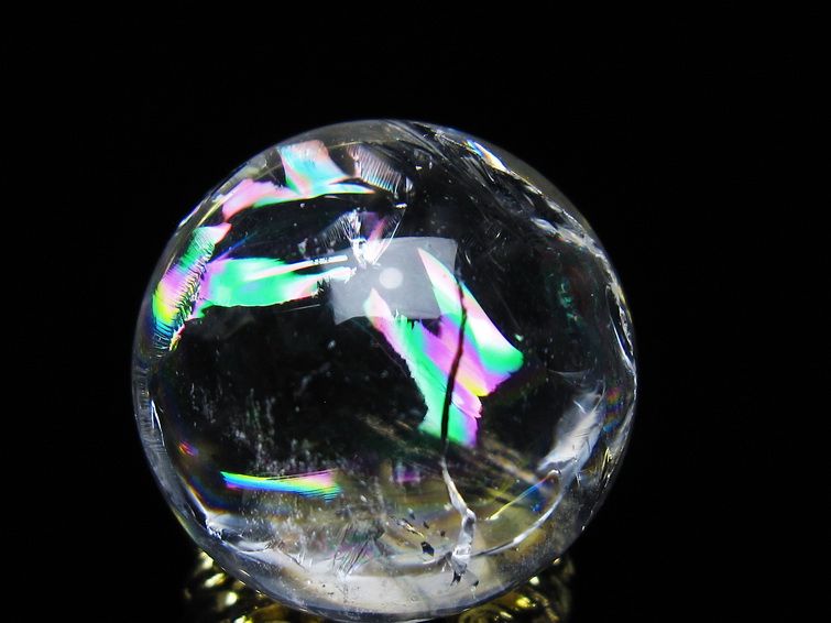 アイリスクォーツ 水晶 丸玉 虹入り 28mm スフィア 置物 水晶玉 一点物 141-7103