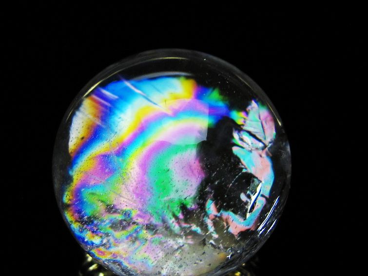 アイリスクォーツ 水晶 丸玉 虹入り 28mm スフィア 置物 水晶玉 一点物 141-7104