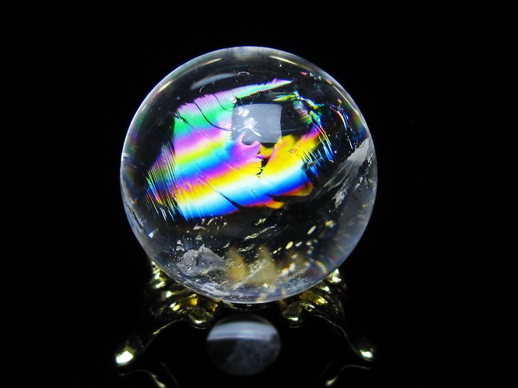 アイリスクォーツ 水晶 丸玉 虹入り 28mm スフィア 置物 水晶玉 一点物 141-7105 [sold out]