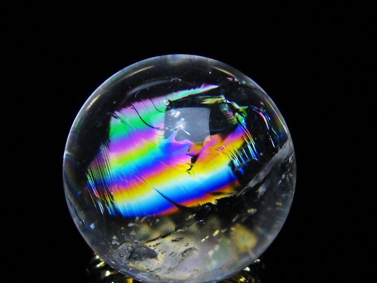 アイリスクォーツ 水晶 丸玉 虹入り 28mm スフィア 置物 水晶玉 一点物 141-7105 [sold out]