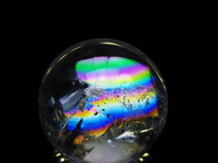 アイリスクォーツ 水晶 丸玉 虹入り 28mm スフィア 置物 水晶玉 一点物 141-7105 [sold out]