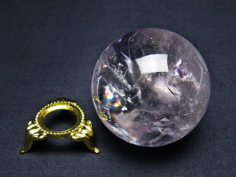アメジスト 丸玉 虹入り 51mm スフィア amethyst 置物 一点物 141-7328 [sold out]