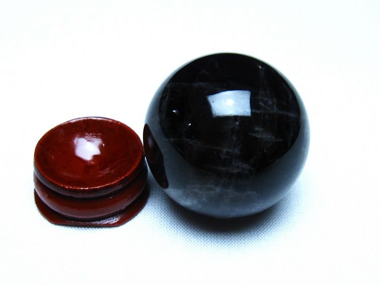 黒水晶 モリオン 丸玉 35mm スフィア 置物 原石 141-7402[sold out]