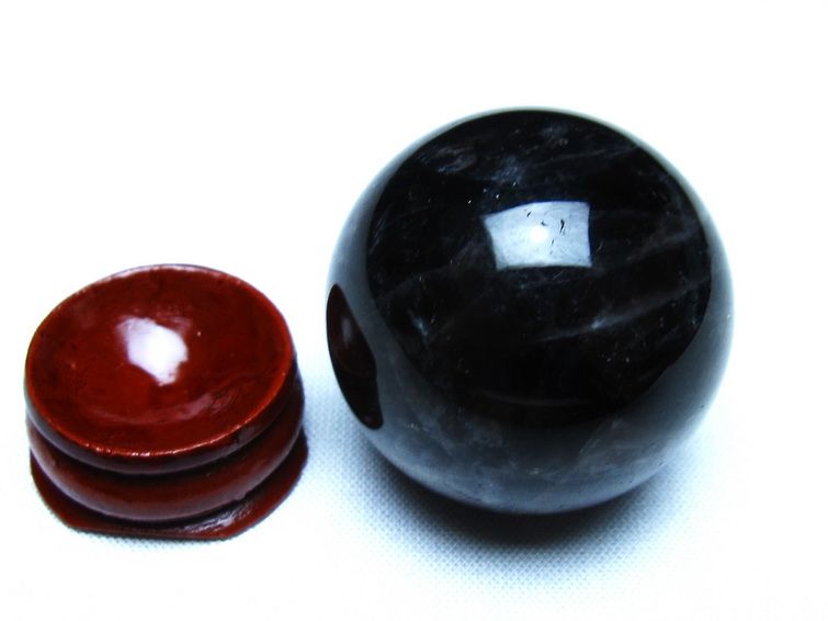 黒水晶 モリオン 丸玉 35mm スフィア 置物 原石 141-7406[sold out]