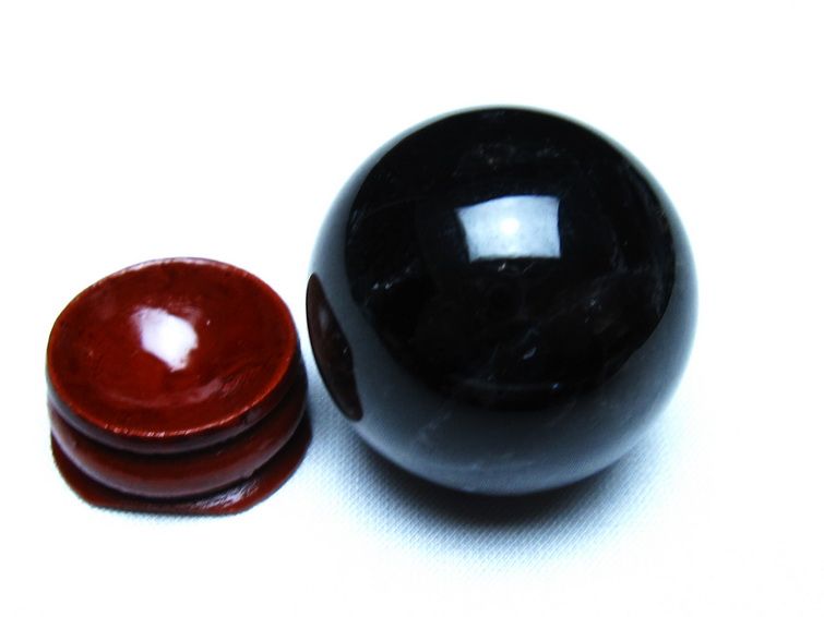 黒水晶 モリオン 丸玉 35mm スフィア 置物 原石 141-7407[sold out]