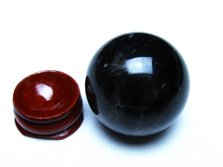 黒水晶 モリオン 丸玉 35mm スフィア 置物 原石 141-7410[sold out]