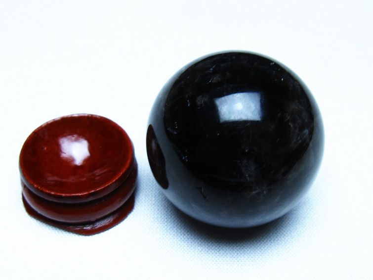 黒水晶 モリオン 丸玉 35mm スフィア 置物 原石 141-7418[sold out]