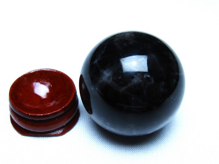 黒水晶 モリオン 丸玉 36mm スフィア 置物 原石 141-7423 [sold out]
