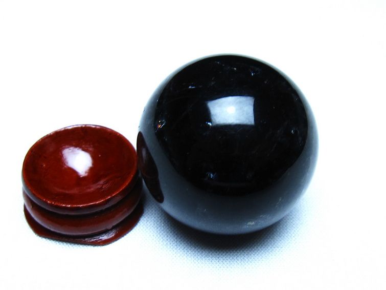 黒水晶 モリオン 丸玉 36mm スフィア 置物 原石 141-7424 [sold out]