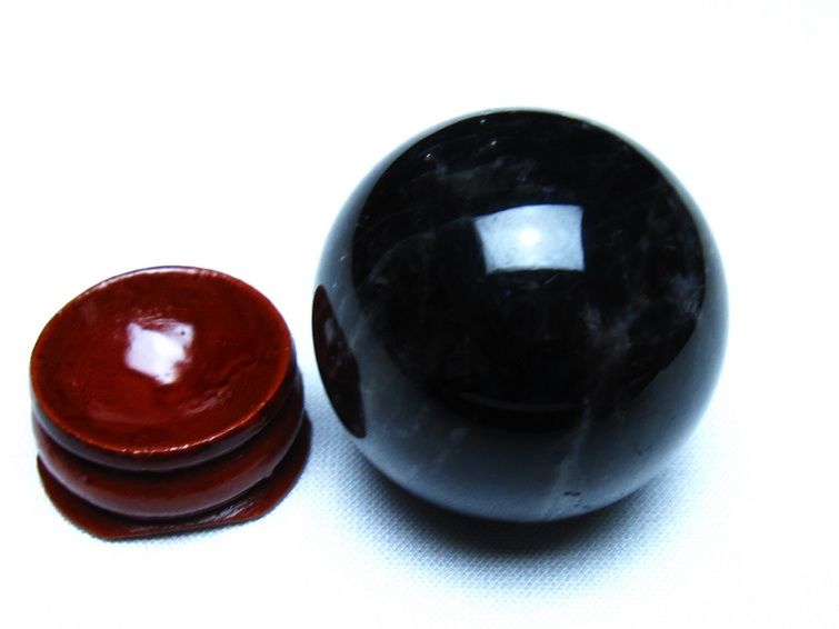 黒水晶 モリオン 丸玉 36mm スフィア 置物 原石 141-7426 [sold out]